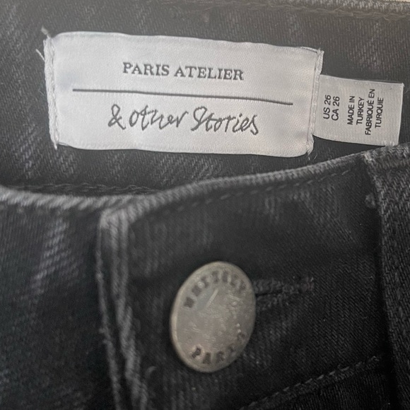 & Other Stories Straight Leg Acid Wash Jeans 26 Paris 90s y2k Retro Black Denim - Picture 7 of 11